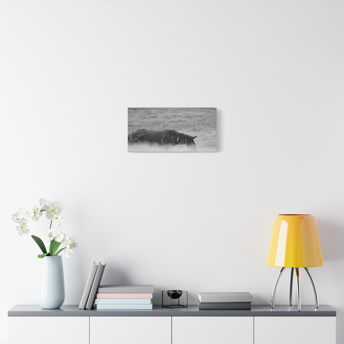 Black Horse Landscape Canvas Wall Art, Horse Lover Gift, Home Decor, Farmhouse Style, Rustic Wall Decor, Unique Art Piece