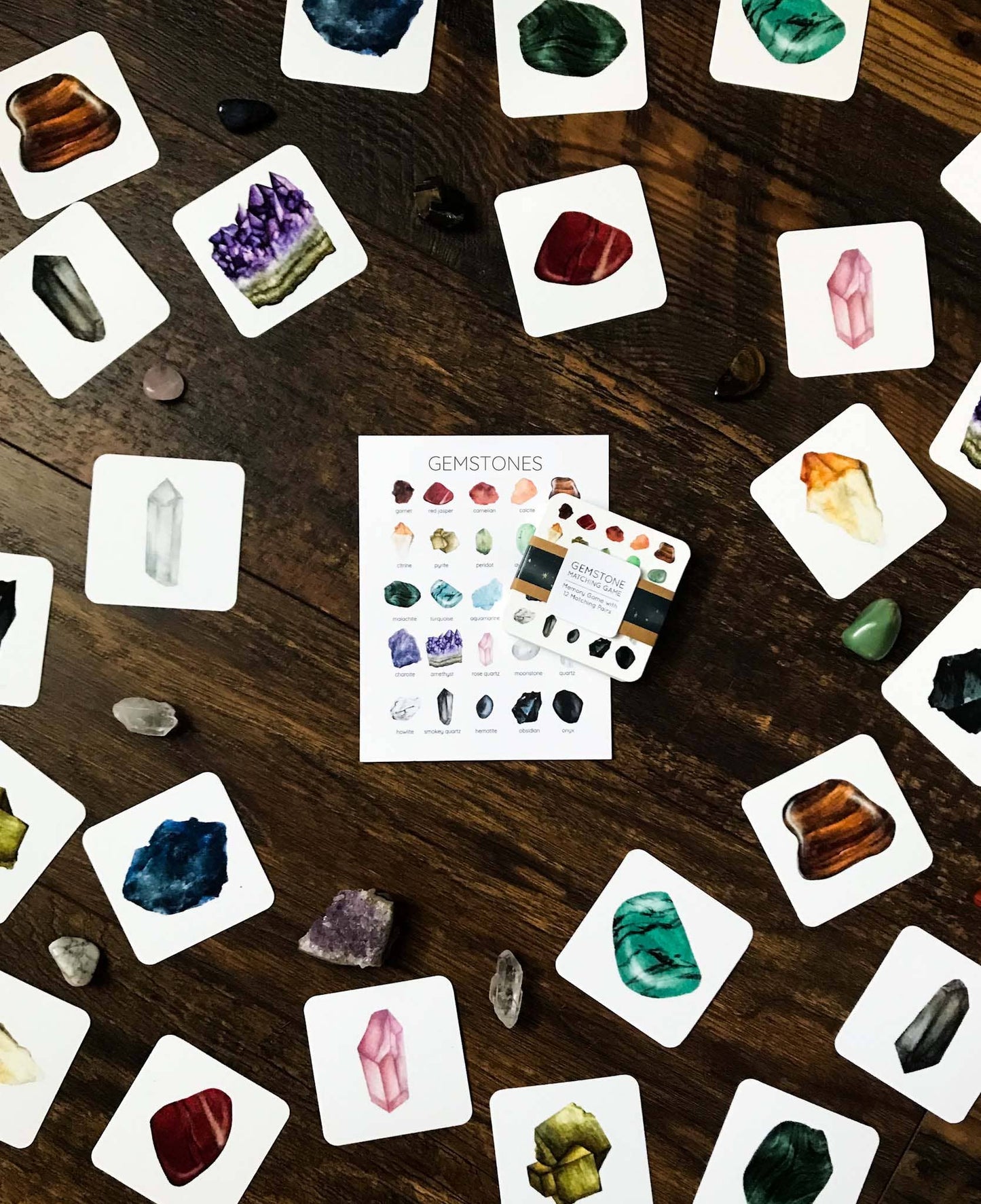 Gemstones Matching Game, Set of 24 Cards