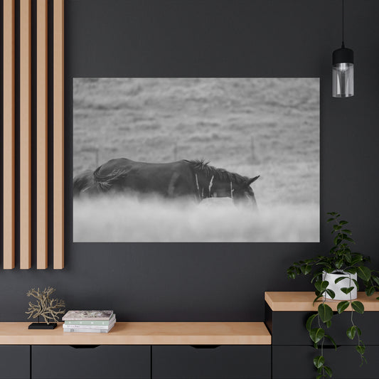 Black Horse Landscape Canvas Wall Art, Horse Lover Gift, Home Decor, Farmhouse Style, Rustic Wall Decor, Unique Art Piece