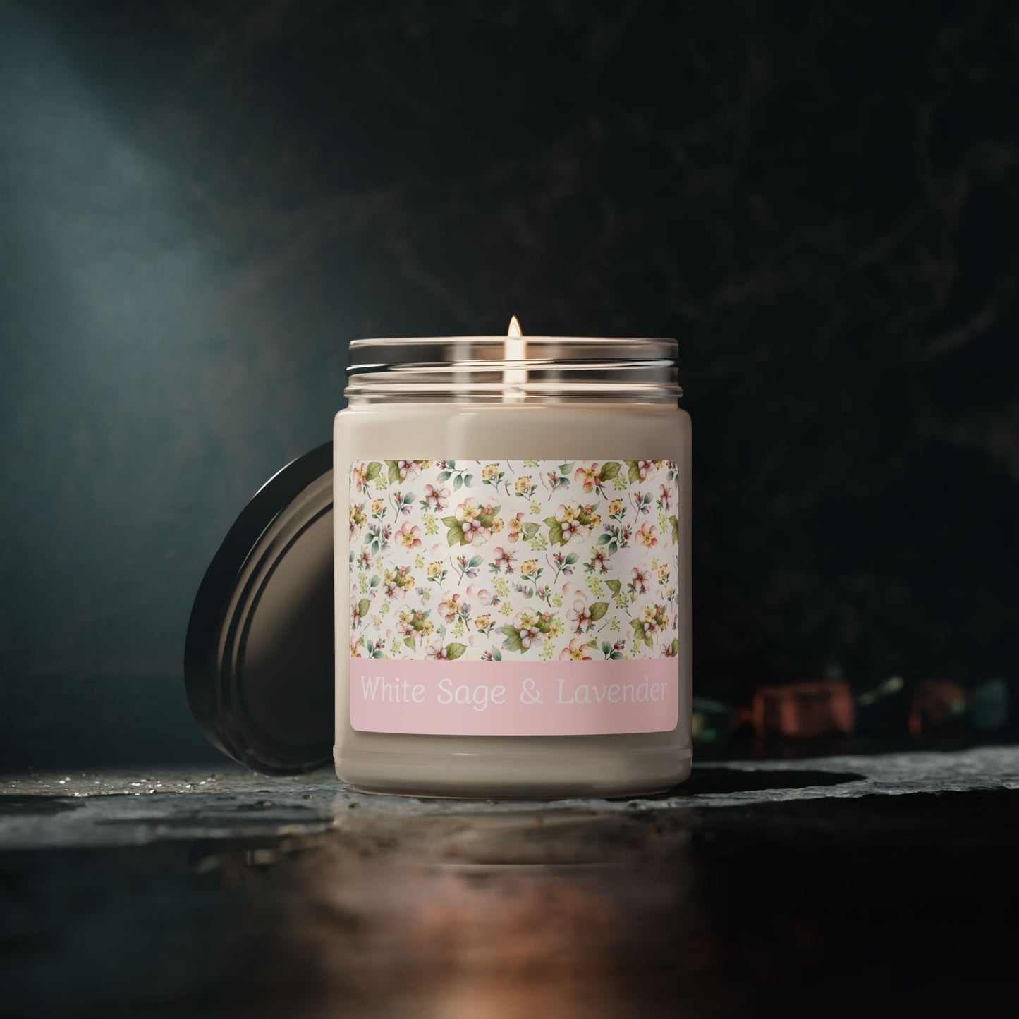 White Sage and Lavender Scented Soy Candle, 9oz Jar