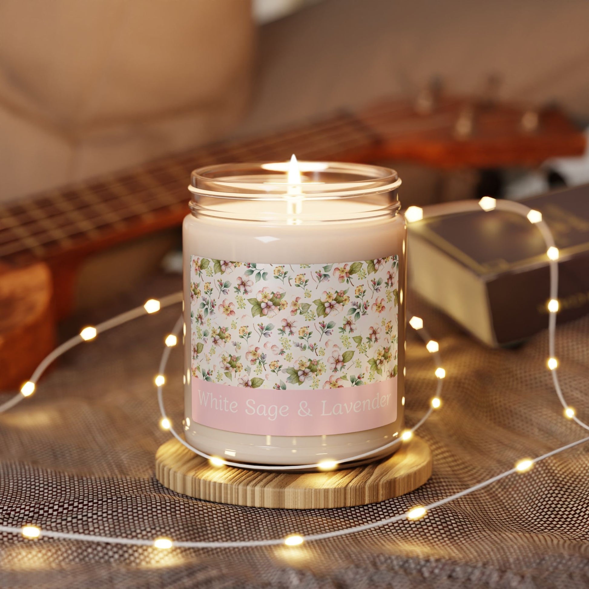 White Sage and Lavender Scented Soy Candle, 9oz Jar