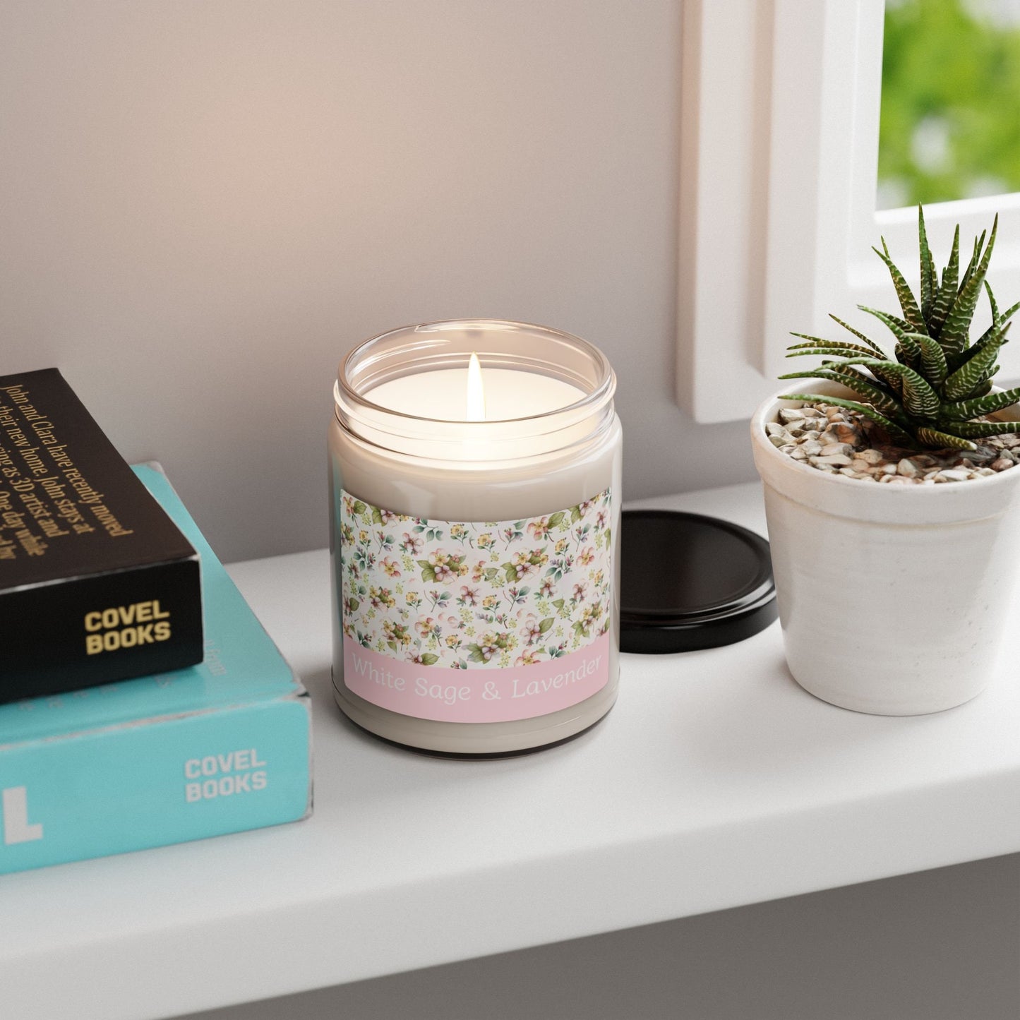 White Sage and Lavender Scented Soy Candle, 9oz Jar