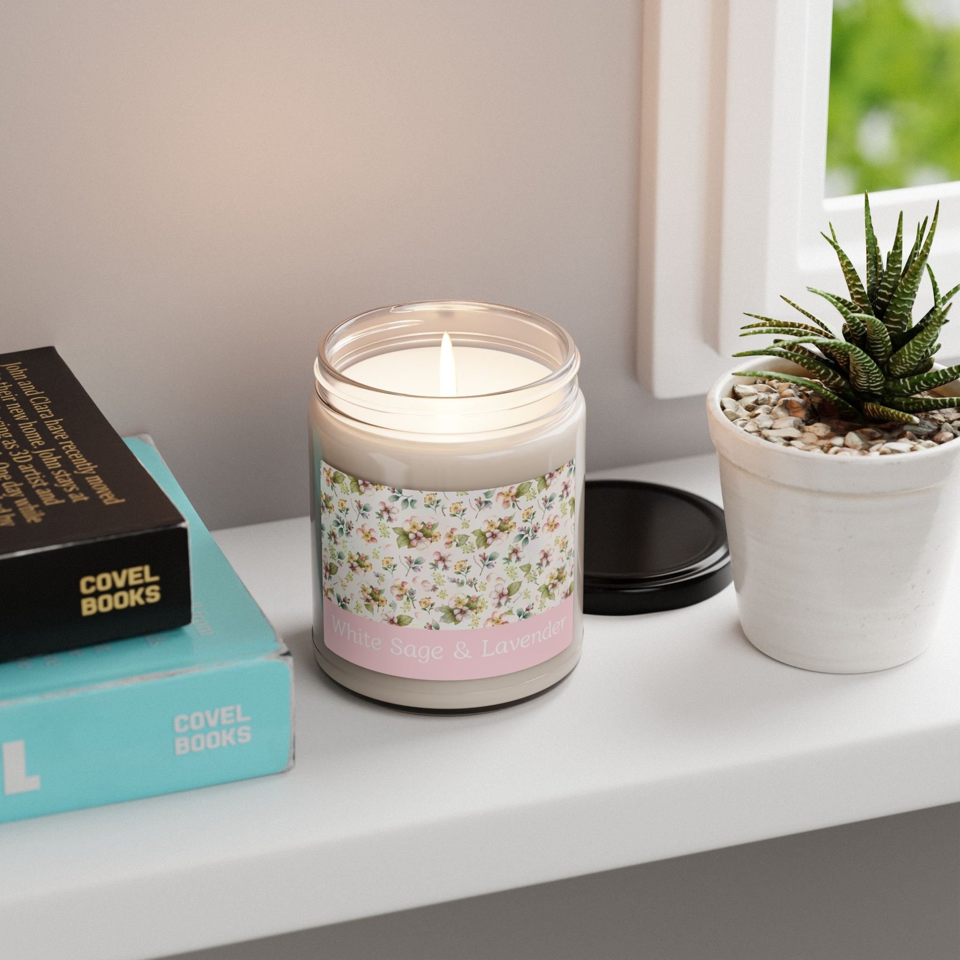 White Sage and Lavender Scented Soy Candle, 9oz Jar